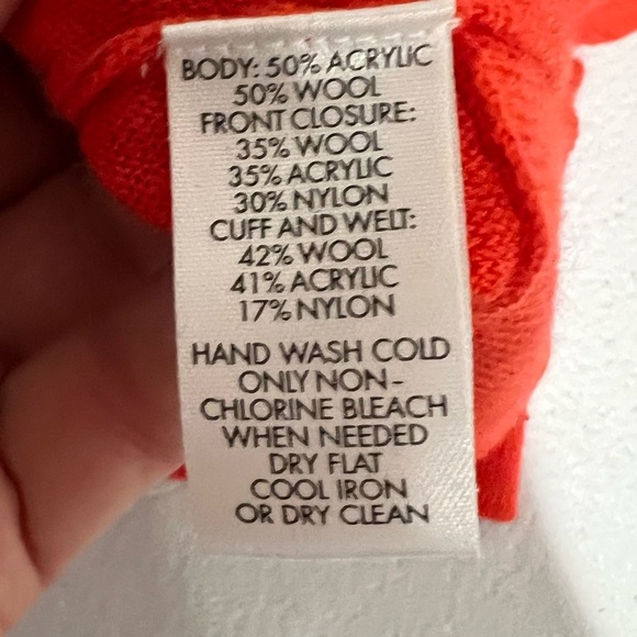 CALVIN KLEIN orange cardigan sweater size L logo and metal buttons - Picture 7 of 7